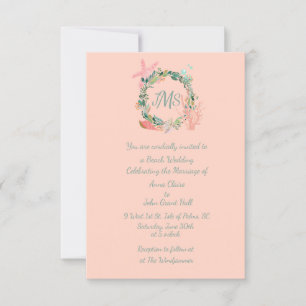 Schöne Ankündigung von Nautical Wedding in Coral