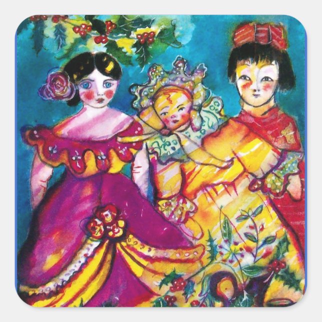 SCHÖNE ANTIQUE DOLLS QUADRATISCHER AUFKLEBER (Vorderseite)