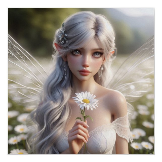 Schöne April Fairy in Daisies Poster (Vorderseite)
