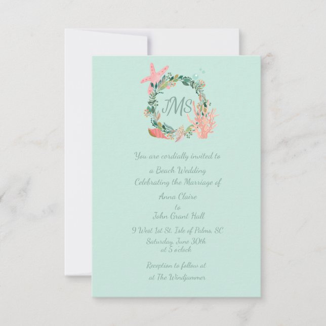 Schöne Aquamarine Hochzeitsankündigungen | Custom Einladung (Vorderseite)