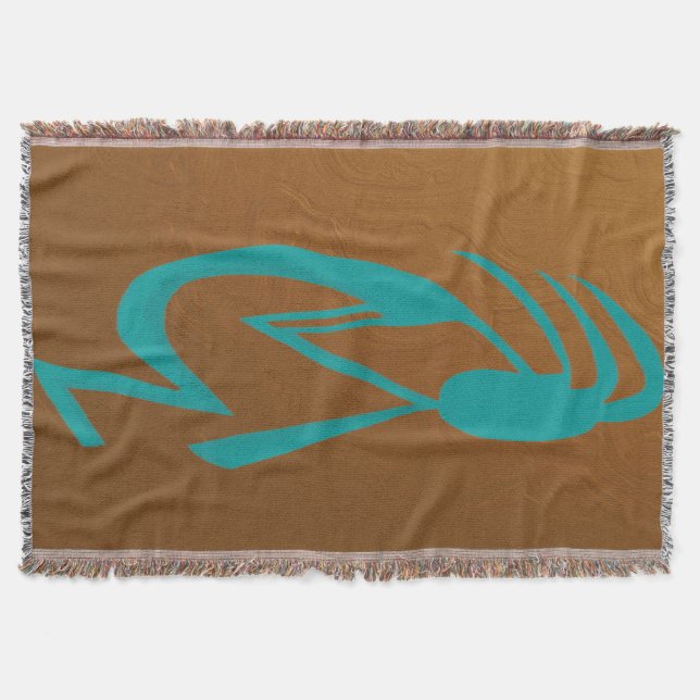 Schöne Aquamarine Kokopelli-Malerei Decke (Vorderseite)