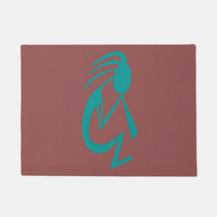 Schöne Aquamarine Kokopelli-Malerei Fußmatte