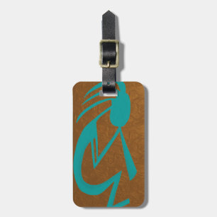 Schöne Aquamarine Kokopelli-Malerei Gepäckanhänger