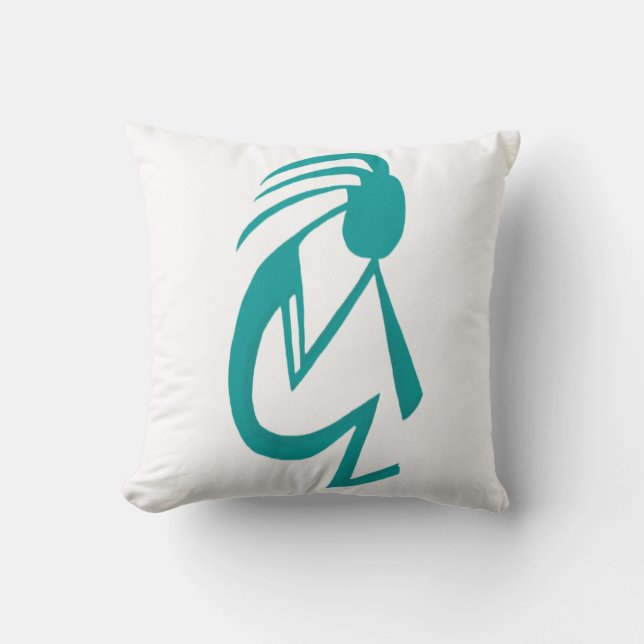 Schöne Aquamarine Kokopelli-Malerei Kissen (Vorderseite)