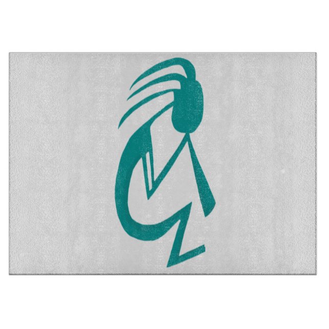 Schöne Aquamarine Kokopelli-Malerei Schneidebrett (Vorderseite)