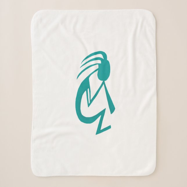 Schöne Aquamarine Kokopelli-Malerei Sherpadecke (Vorderseite)