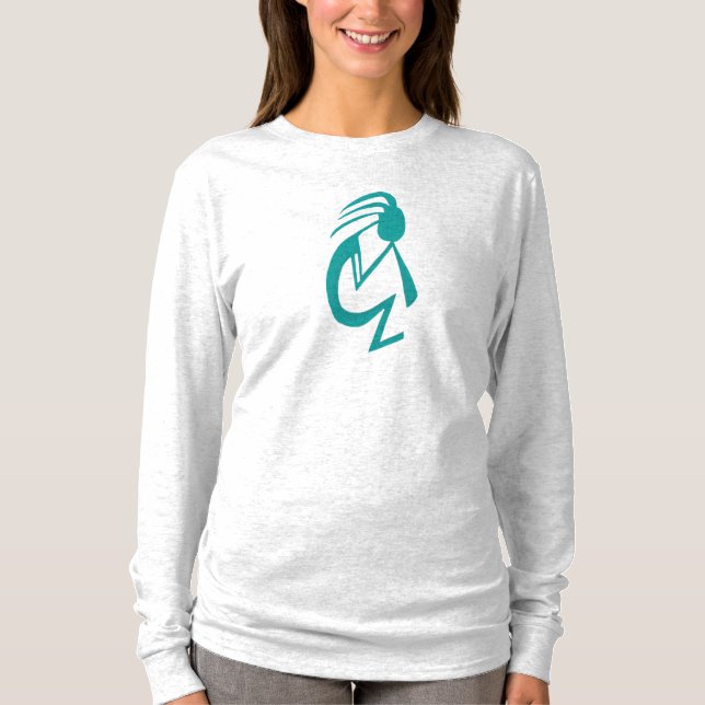 Schöne Aquamarine Kokopelli-Malerei T-Shirt (Vorderseite)