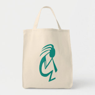 Schöne Aquamarine Kokopelli-Malerei Tragetasche