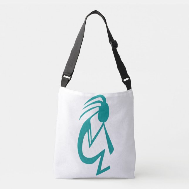 Schöne Aquamarine Kokopelli-Malerei Tragetaschen Mit Langen Trägern (Vorderseite)