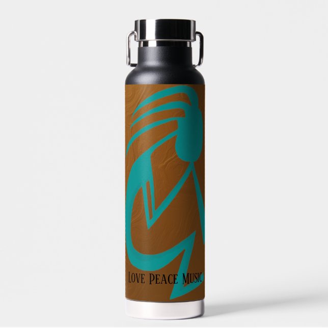 Schöne Aquamarine Kokopelli-Malerei Trinkflasche (Vorne)