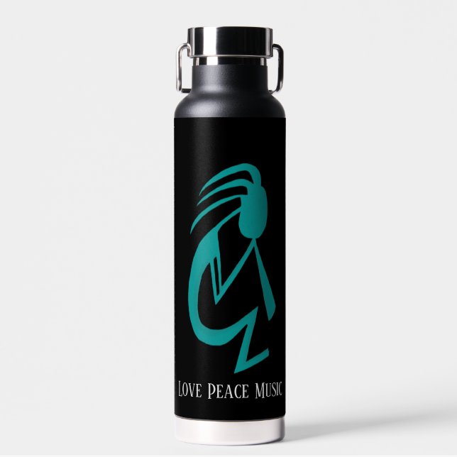 Schöne Aquamarine Kokopelli-Malerei Trinkflasche (Vorne)