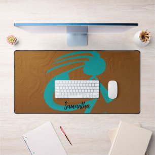 Schöne Aquamarine Kokopelli Schreibtischunterlage