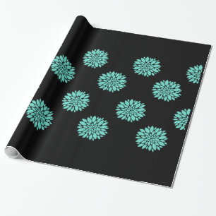 Schöne Aquamarine Peongs auf Black Gift Wrap Wrap Geschenkpapier
