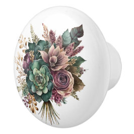 Schöne Aquamarine und Lila Mixed Floral Bouquet Keramikknauf