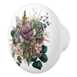 Schöne Aquamarine und Lila Mixed Floral Bouquet Keramikknauf