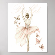 Schöne Aquarell Ballerina und Schmetterlinge