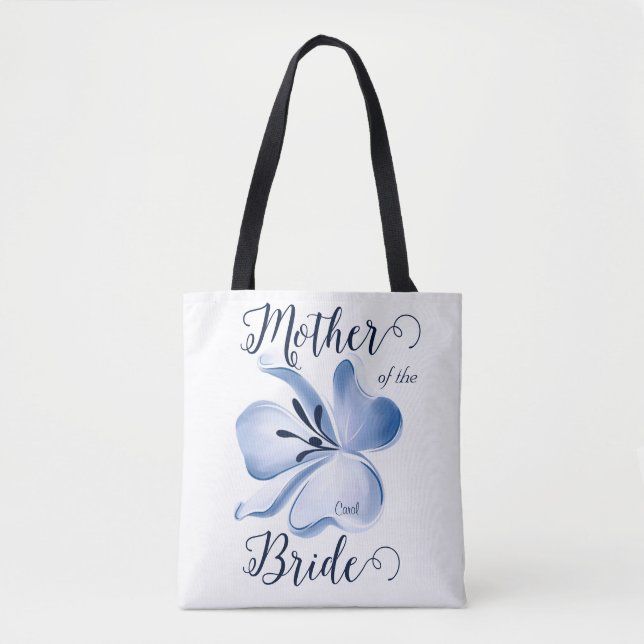 Schöne Aquarell Blauer Blume Mutter von Bride Tasche (Vorderseite)