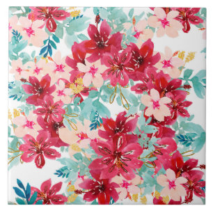 Schöne Aquarell Blume Keramik Tile Fliese