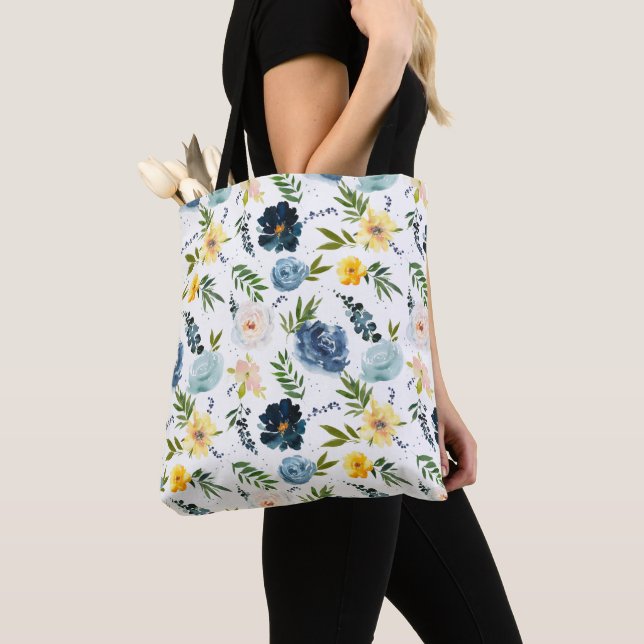 Schöne Aquarell-Blume Rose Nahtloses Muster Tasche (Von Nahem)