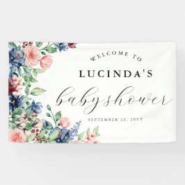 Schöne Aquarell Blumen & Grünpflanzen Kinderdusche Banner