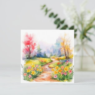 Schöne Aquarell-Frühlingsblumen Mitteilungskarte