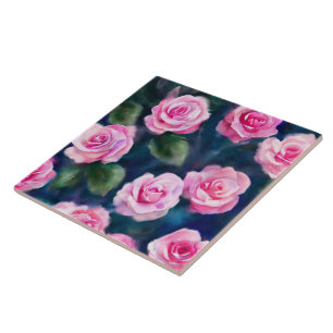 Schöne Aquarell-Popular-Rosa-Rosen-Kollektion Fliese