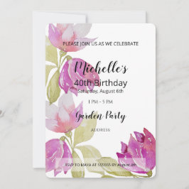Schöne Aquarell Rosa Blume Handgemalt Einladung