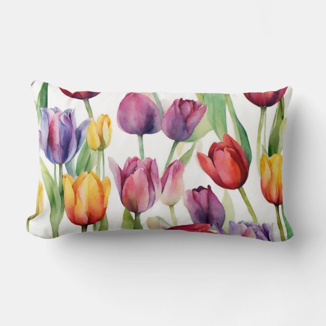 Schöne Aquarell Tulip Blume Lendenkissen (Vorderseite)