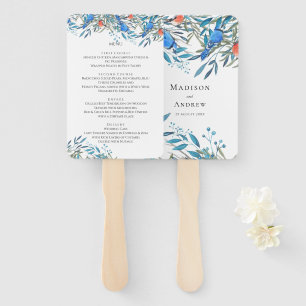 Schöne Aquarell-Vögel und -Blattwerk-Hochzeitsmenü Fächer