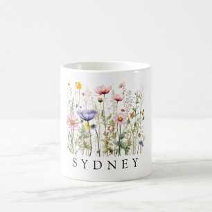 Schöne Aquarell-Wildblumen-Botanischer-Garten Kaffeetasse