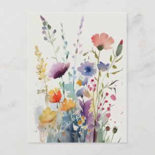Schöne Aquarell-Wildblumen Postkarte