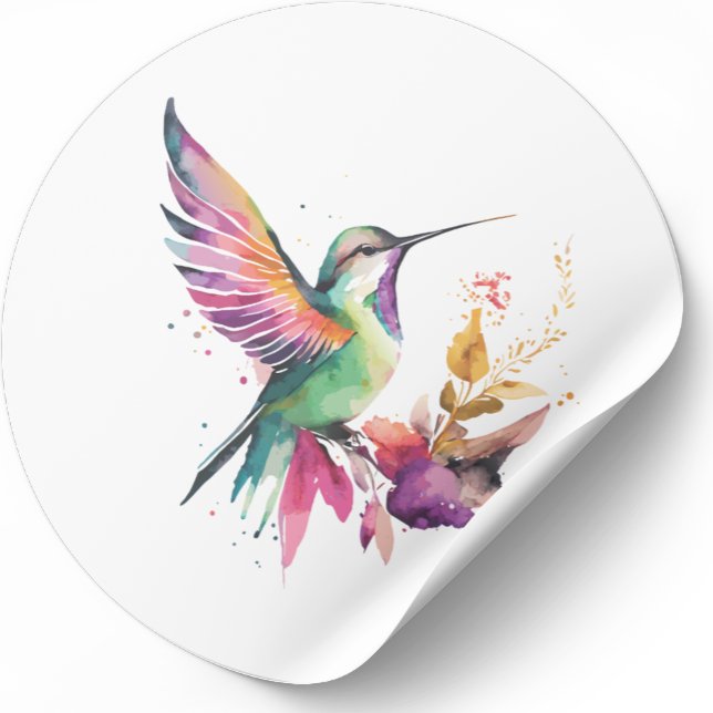 Schöne Aquarellbilder für Kolibri Runder Aufkleber (Von Creator hochgeladen)