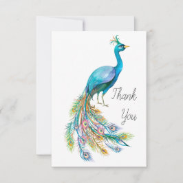 Schöne Aquarellblau-Pfauendarstellung Dankeskarte