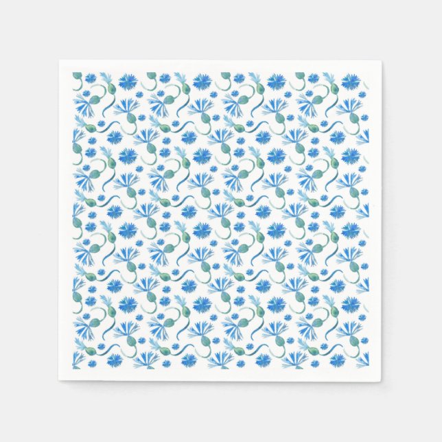 Schöne Aquarellblauen Kornblumen Serviette (Vorderseite)