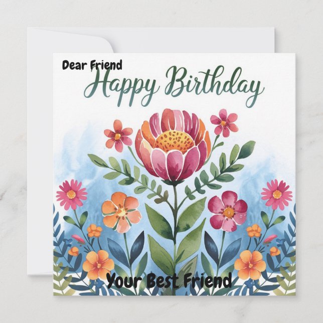 Schöne Aquarellblume Bouquet Geburtstagskarte Einladung (Vorderseite)