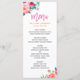 Schöne Aquarellblume Modernes Hochzeitsmenü Menükarte