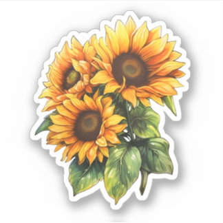 Schöne Aquarellblume Sonnenblume Bouquet Aufkleber