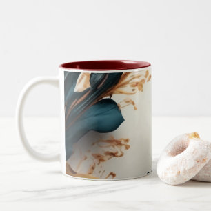 Schöne Aquarellblüte Zweifarbige Tasse