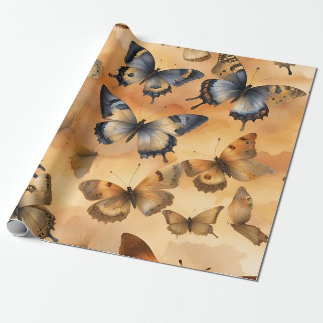 Schöne Aquarellbutterfische Geschenkpapier (Ungerollt)