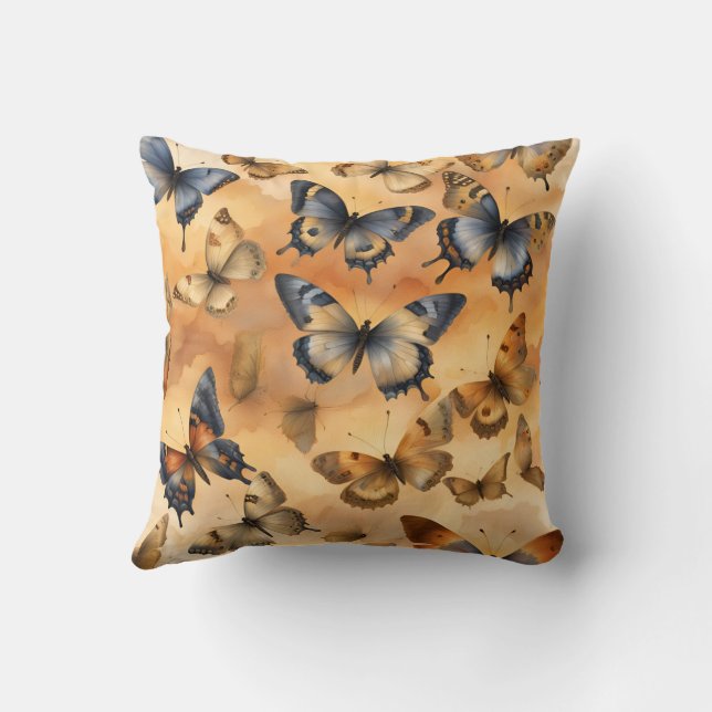 Schöne Aquarellbutterfische Kissen (Rückseite)