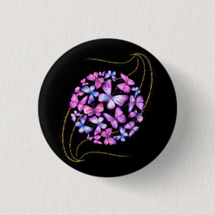 Schöne Aquarellbutterfische mit Goldblende Button