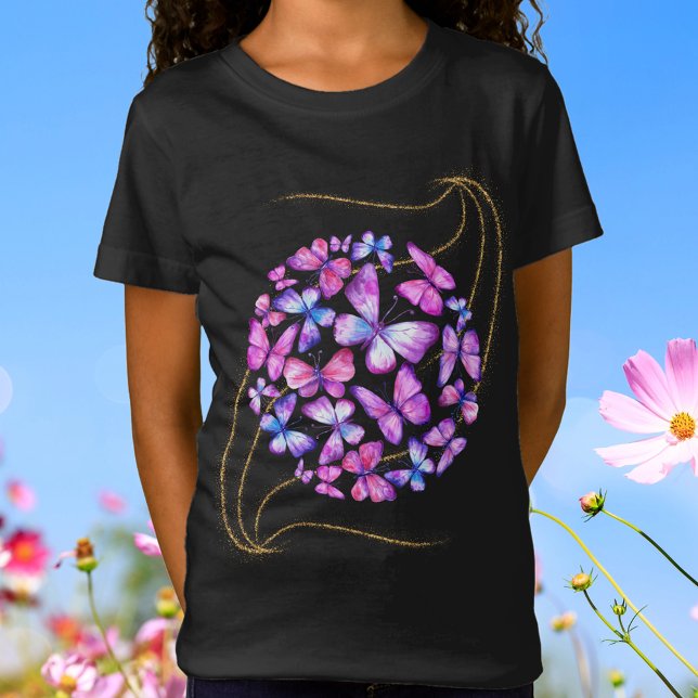 Schöne Aquarellbutterfische mit Goldblende T-Shirt (Beautiful Watercolor Butterflies Shirt)
