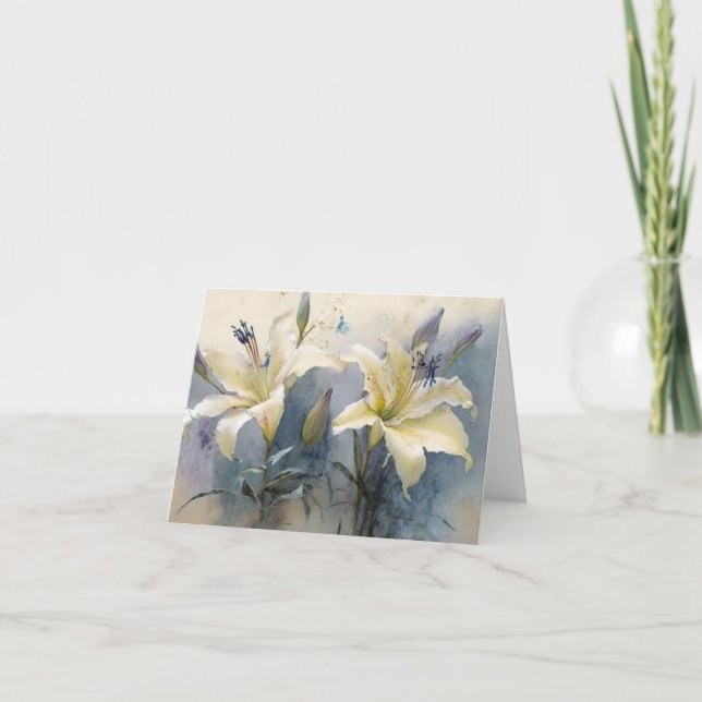 Schöne Aquarellcreme Lila Lilien Dankeskarte (Vorderseite)