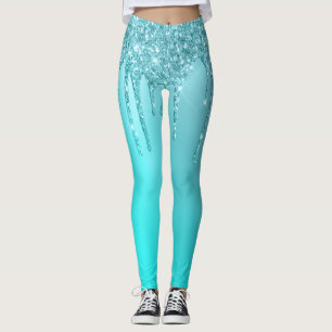 Schöne Aquarelle, blaue Minze und türkisfarbene  Leggings