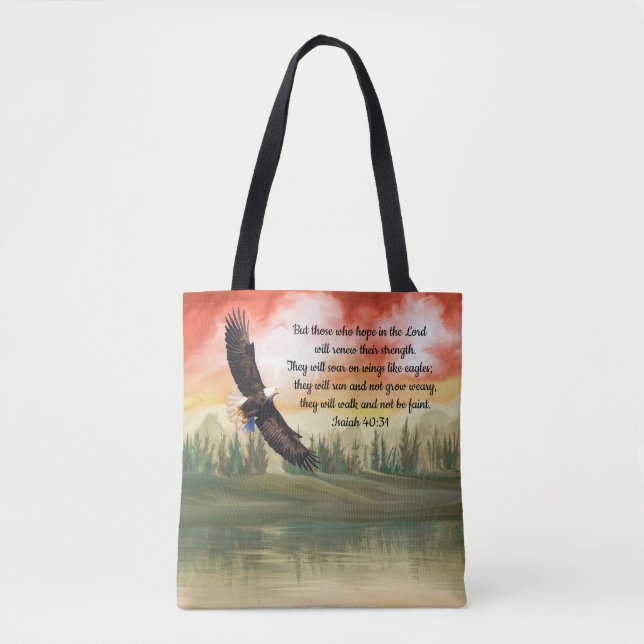 Schöne Aquarellfarbe Heilige Adler Isaiah 40:31 Tasche (Vorderseite)