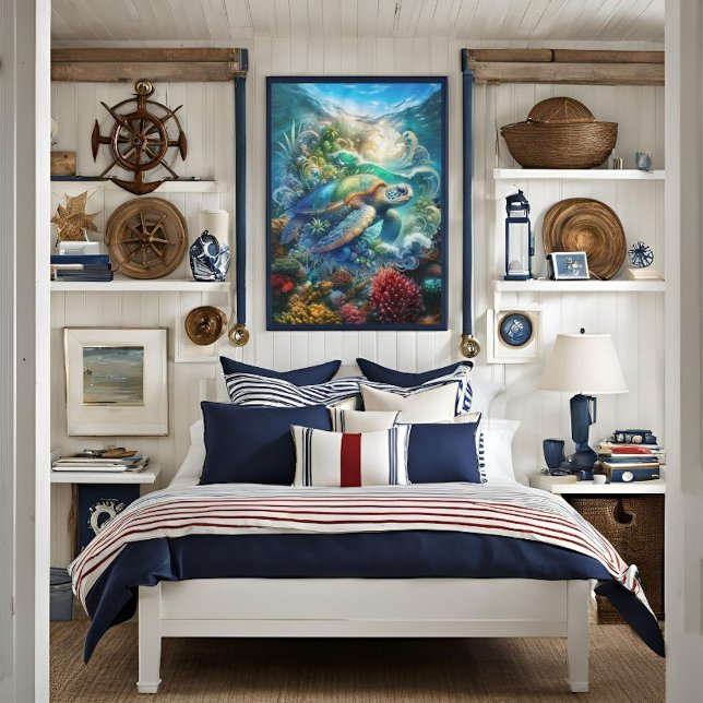 Schöne Aquarellfarbe Meeresschildkröte Leinwanddruck (Von Creator hochgeladen)