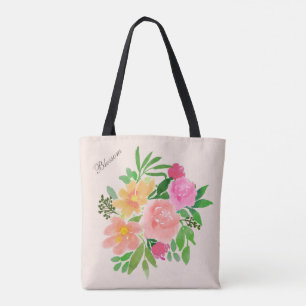 Schöne Aquarellfarben-Blume auf Elfenbein Tasche
