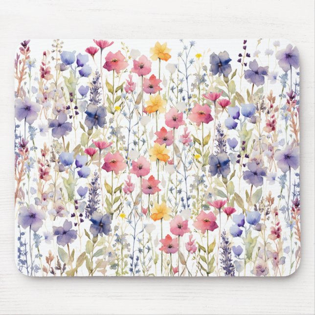 Schöne Aquarellfarben Blume Frühjahrsgarten Mousepad (Vorne)