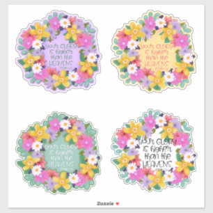 Schöne Aquarellfarben Blume Wreath Psalm Zitat Aufkleber