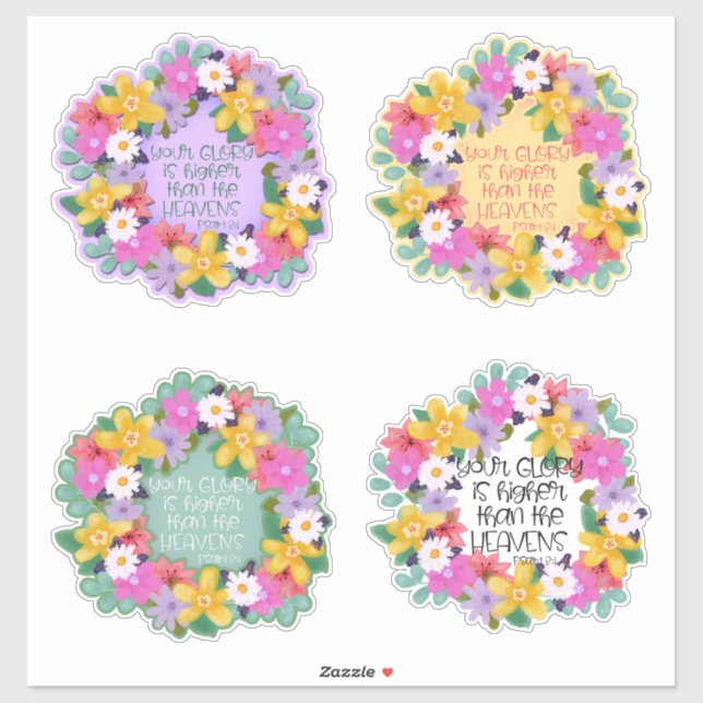 Schöne Aquarellfarben Blume Wreath Psalm Zitat Aufkleber (Blatt)